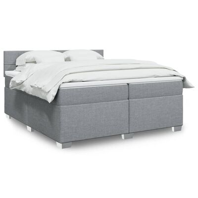 vidaXL Cama box spring con colchón tela gris claro 200x200 cm