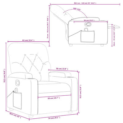 vidaXL Sillón de masaje reclinable cuero sintético gris