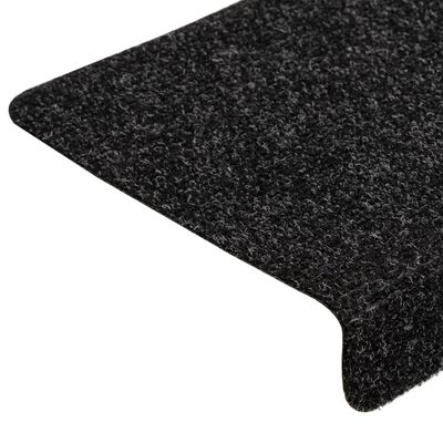 vidaXL Alfombrillas de escalera 10 unidades negro 65x21x4 cm