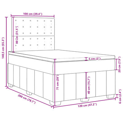 vidaXL Cama box spring con colchón tela negro 120x200 cm