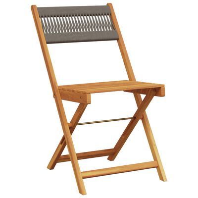 vidaXL Juego de bistro de 3 piezas polipropileno y madera maciza gris