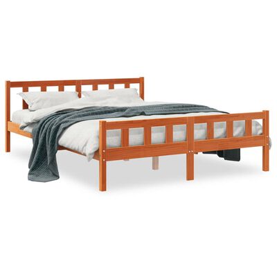 vidaXL Cama sin colchón madera maciza pino marrón cera 150x200 cm