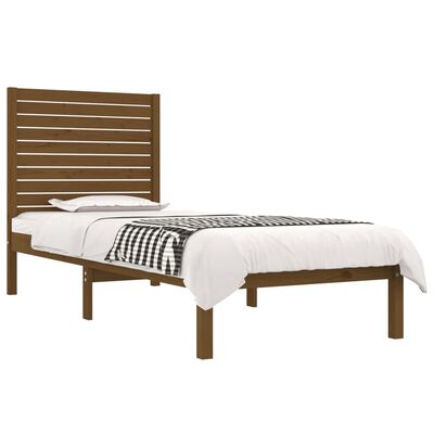 vidaXL Estructura de cama madera maciza marrón miel 75x190 cm