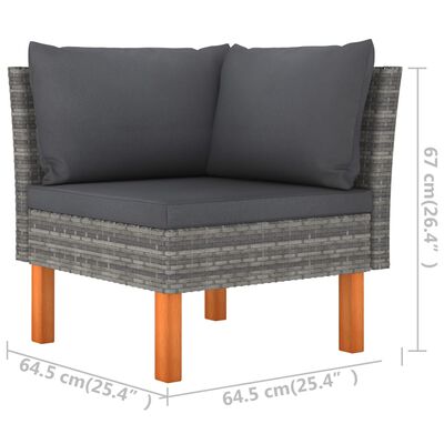 vidaXL Set de muebles de jardín 6 pzas y cojines ratán sintético gris