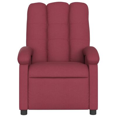 vidaXL Sillón de masaje reclinable de tela color vino tinto