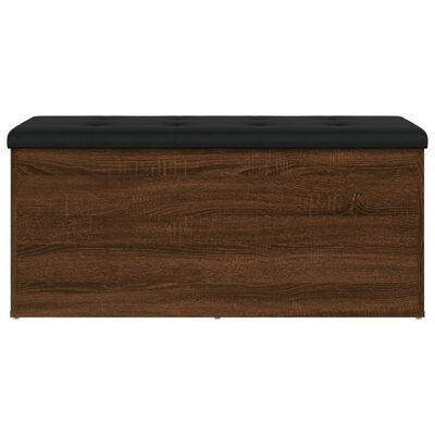 vidaXL Banco con almacenaje madera ingeniería roble marrón 102x42x45cm