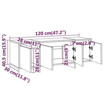 vidaXL Mueble para TV madera contrachapada negro 120x30x40,5 cm