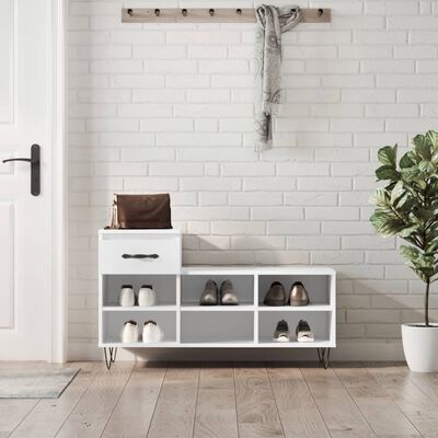 vidaXL Mueble zapatero madera contrachapada blanco 102x36x60 cm