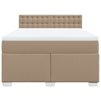 vidaXL Cama box spring con colchón cuero sintético capuchino 140x200cm