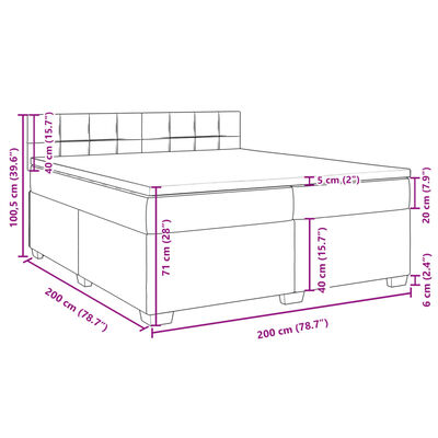 vidaXL Cama box spring con colchón tela gris claro 200x200 cm