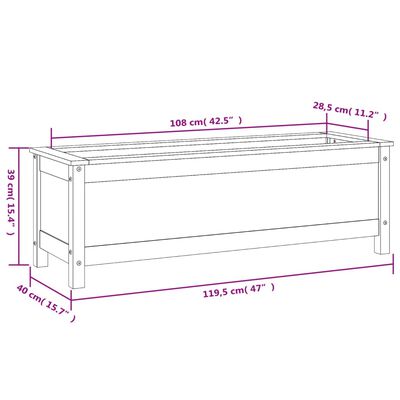 vidaXL Arriate elevado de jardín madera maciza de pino 119,5x40x39 cm