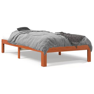 vidaXL Cama sin colchón madera maciza de pino marrón cera 100x200 cm