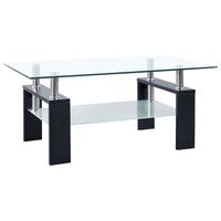 vidaXL Mesa de centro vidrio templado negro transparente 95x55x40 cm