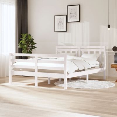 vidaXL Estructura de cama de madera maciza blanca 140x200 cm