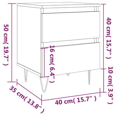 vidaXL Mesita de noche madera de ingeniería roble Sonoma 40x35x50 cm