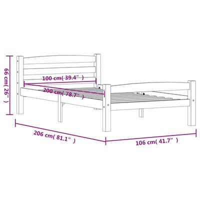 vidaXL Estructura de cama sin colchón madera maciza de pino 90x200 cm