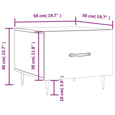 vidaXL Mesa de centro madera de ingeniería gris hormigón 50x50x40 cm