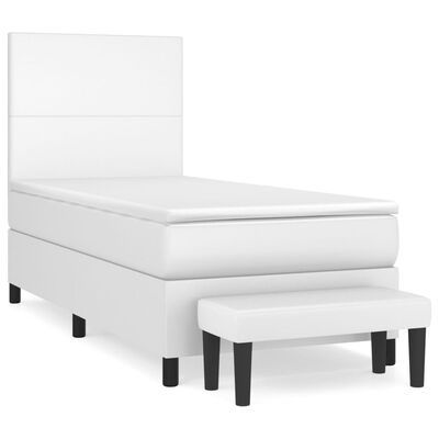 vidaXL Cama box spring con colchón cuero sintético blanco 80x200 cm