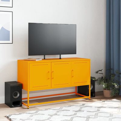 vidaXL Mueble para TV de acero amarillo mostaza 100,5x39x60,5 cm