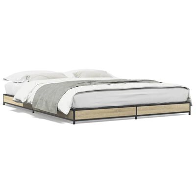 vidaXL Estructura cama madera ingeniería metal roble Sonoma 120x190 cm