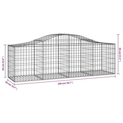 vidaXL Cestas de gaviones 14 uds forma de arco hierro 200x50x60/80 cm