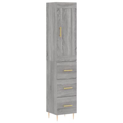 vidaXL Aparador alto madera contrachapada gris Sonoma 34,5x34x180 cm