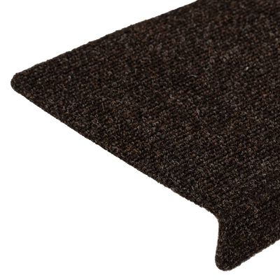 vidaXL Alfombrilla de escaleras 15 uds tela punzonada marrón 65x21x4cm