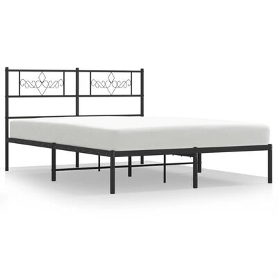 vidaXL Estructura cama sin colchón con cabecero metal negro 150x200 cm