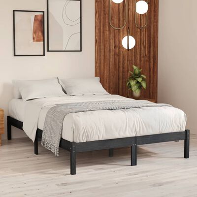 vidaXL Estructura de cama de madera maciza de pino gris 200x200 cm