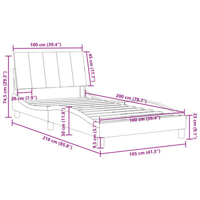 vidaXL Estructura cama sin colchón terciopelo verde oscuro 100x200 cm