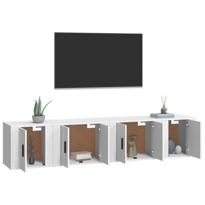 vidaXL Set de muebles para TV 4 piezas madera contrachapada blanco