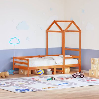 vidaXL Techo de cama infantil madera maciza pino marrón 98x70x176,5 cm