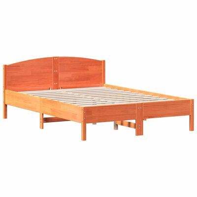 vidaXL Cama sin colchón madera maciza de pino marrón cera 140x200 cm