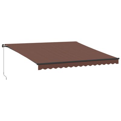 vidaXL Toldo retráctil manual con luces LED marrón 400x350 cm