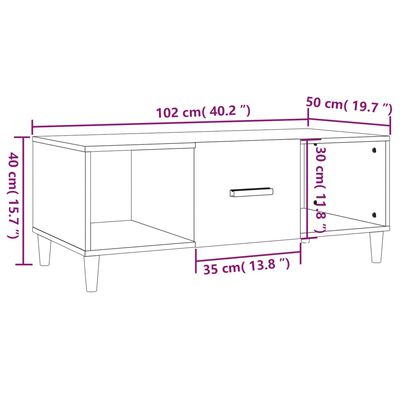 vidaXL Mesa de centro madera contrachapada blanco 102x50x40 cm