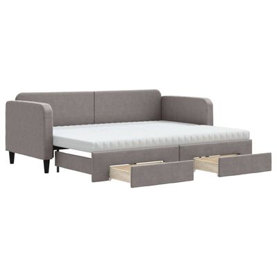 vidaXL Sofá cama nido con cajones tela gris taupe 80x200 cm