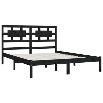 vidaXL Estructura de cama de madera maciza de pino negra 200x200 cm