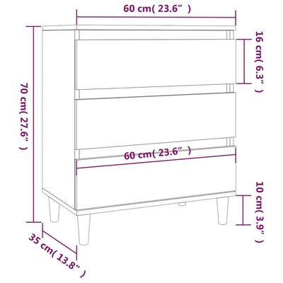 vidaXL Aparador de madera contrachapada roble Sonoma 60x35x70 cm