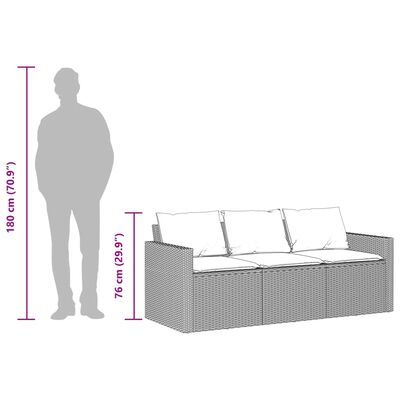 vidaXL Set comedor jardín y cojines 2 pzas ratán sintético gris claro