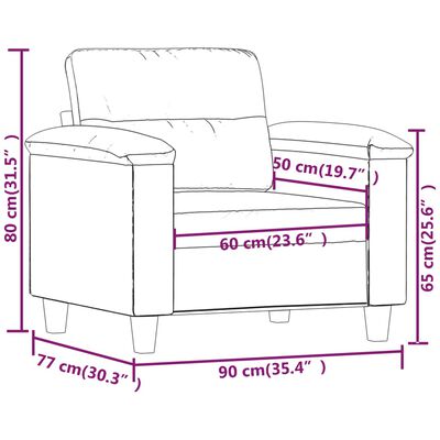 vidaXL Sillón de tela microfibra gris claro 60 cm