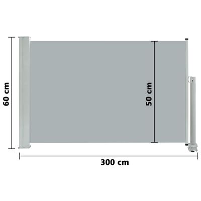vidaXL Toldo lateral retráctil de jardín gris 60x300 cm