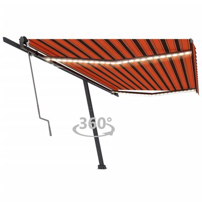 vidaXL Toldo automático LED sensor de viento naranja marrón 500x300 cm