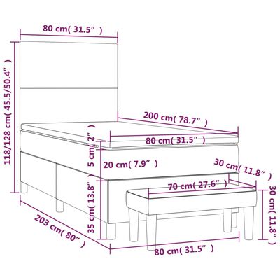 vidaXL Cama box spring con colchón cuero sintético blanco 80x200 cm