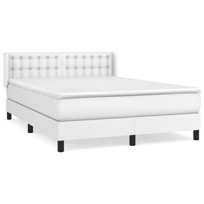 vidaXL Cama box spring con colchón cuero sintético blanco 140x200cm