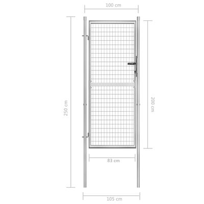 vidaXL Puerta de jardín acero galvanizado plateado 105x250 cm