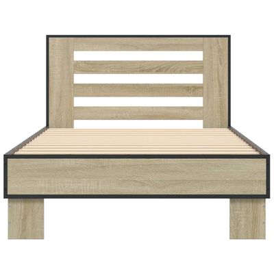 vidaXL Estructura cama madera ingeniería metal roble Sonoma 75x190 cm