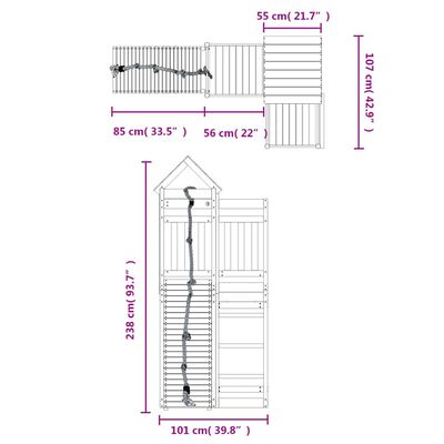 vidaXL Casita infantil con pared de escalada madera abeto Douglas