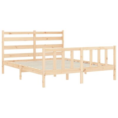 vidaXL Estructura de cama de matrimonio con cabecero madera maciza