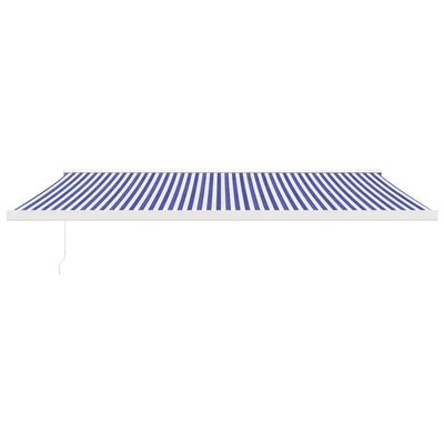 vidaXL Toldo retráctil aluminio y tela azul y blanco 5x3 m