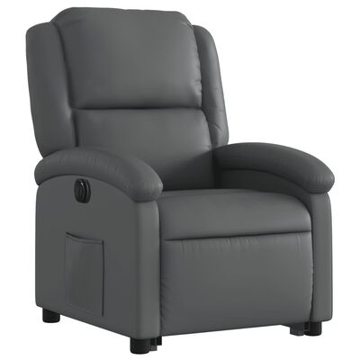 vidaXL Sillón reclinable elevable eléctrico de cuero sintético gris